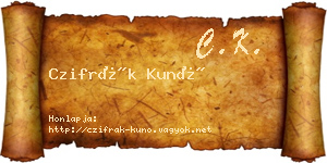 Czifrák Kunó névjegykártya